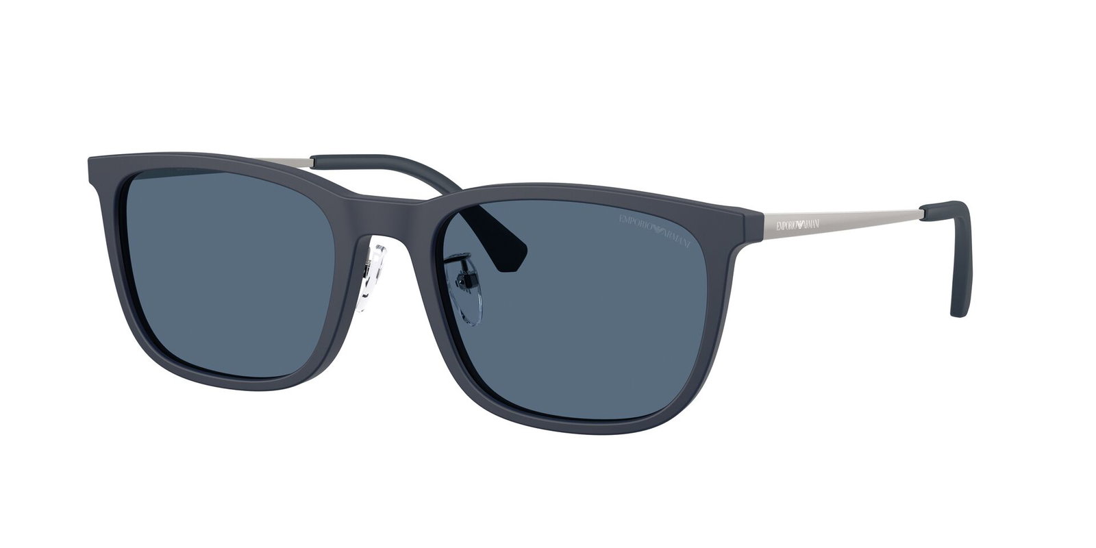 Das Bild zeigt die Emporio Armani Sonnenbrille EA4275D in mattblau leicht seitlich.